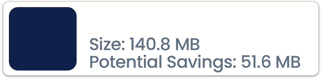 An unnamed app logo with additional text showing the app size could be reduced by around 35%